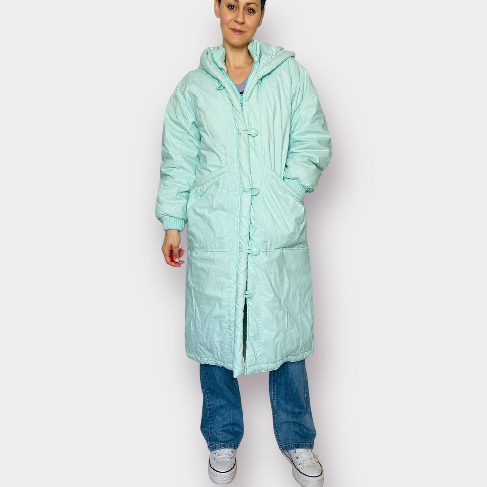 80s Sportables Aqua Teal Down Puffer Coat - Picture 3 of 7